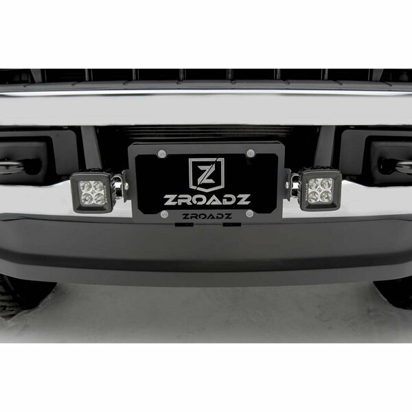 Zroadz Universal License Plate Frame LED Kit with 2 3 in. LED Pod Lights, Black ZRDZ310005-KIT